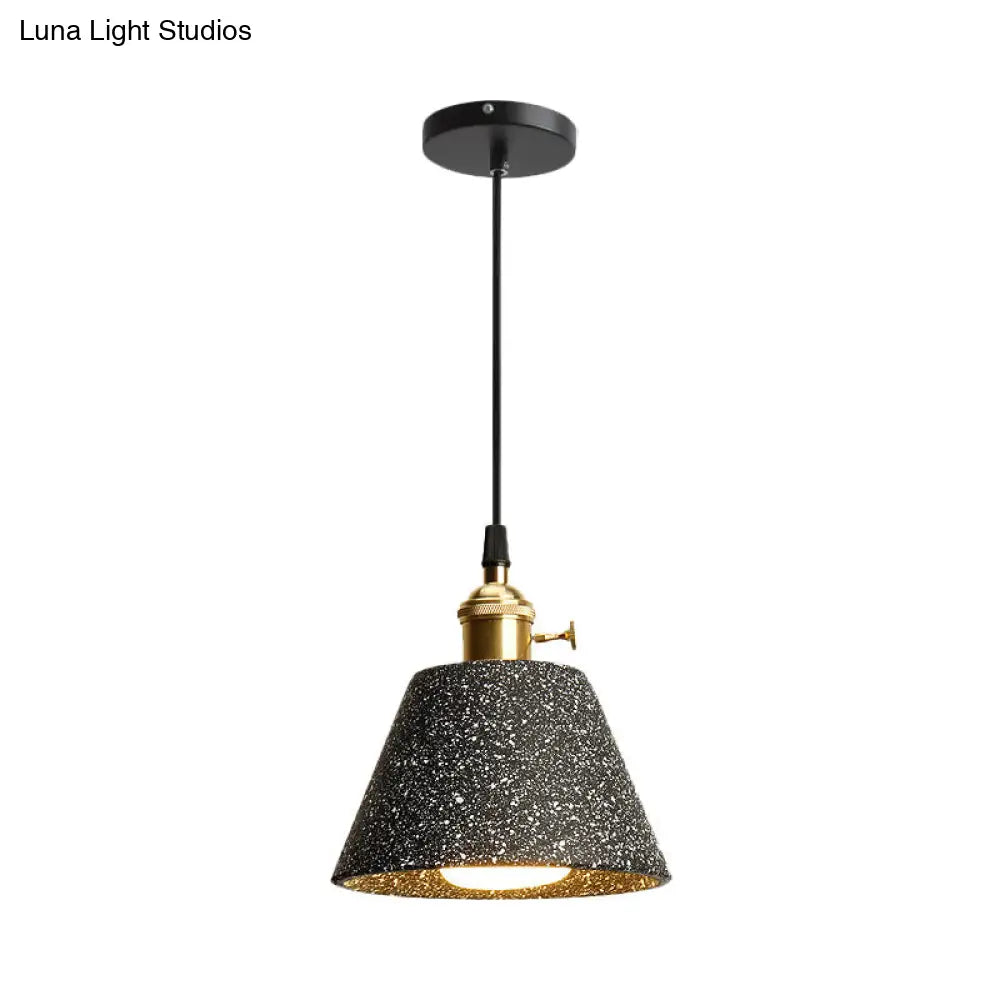 Nordic Black/Grey Bedside Pendant Light With Cement Shade And Rotary Switch Black / A