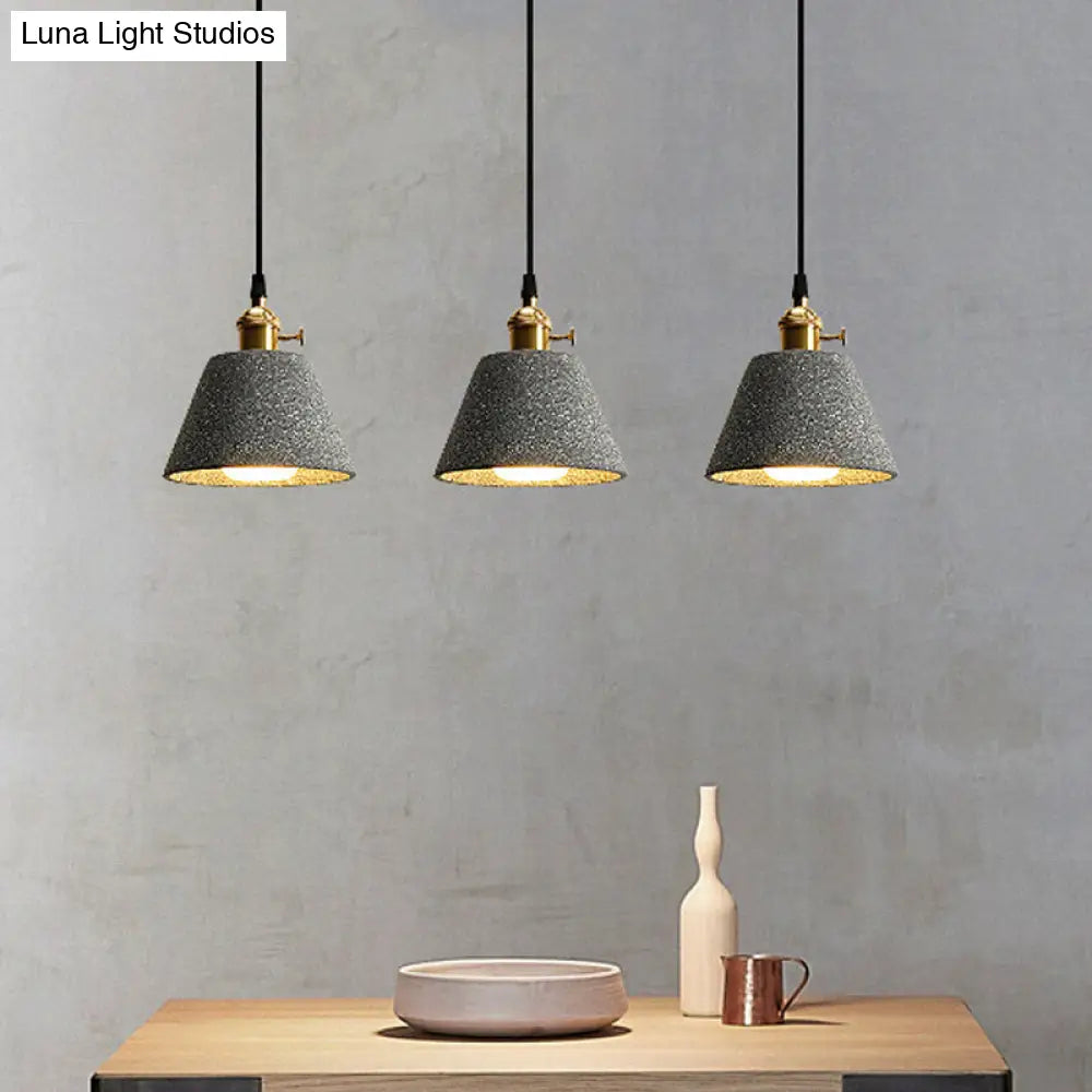 Nordic Black/Grey Bedside Pendant Light With Cement Shade And Rotary Switch Dark Gray / A