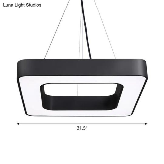 Nordic Black Metal Square Led Hanging Light Fixture For Dining Room - Modern Ceiling Suspension Lamp