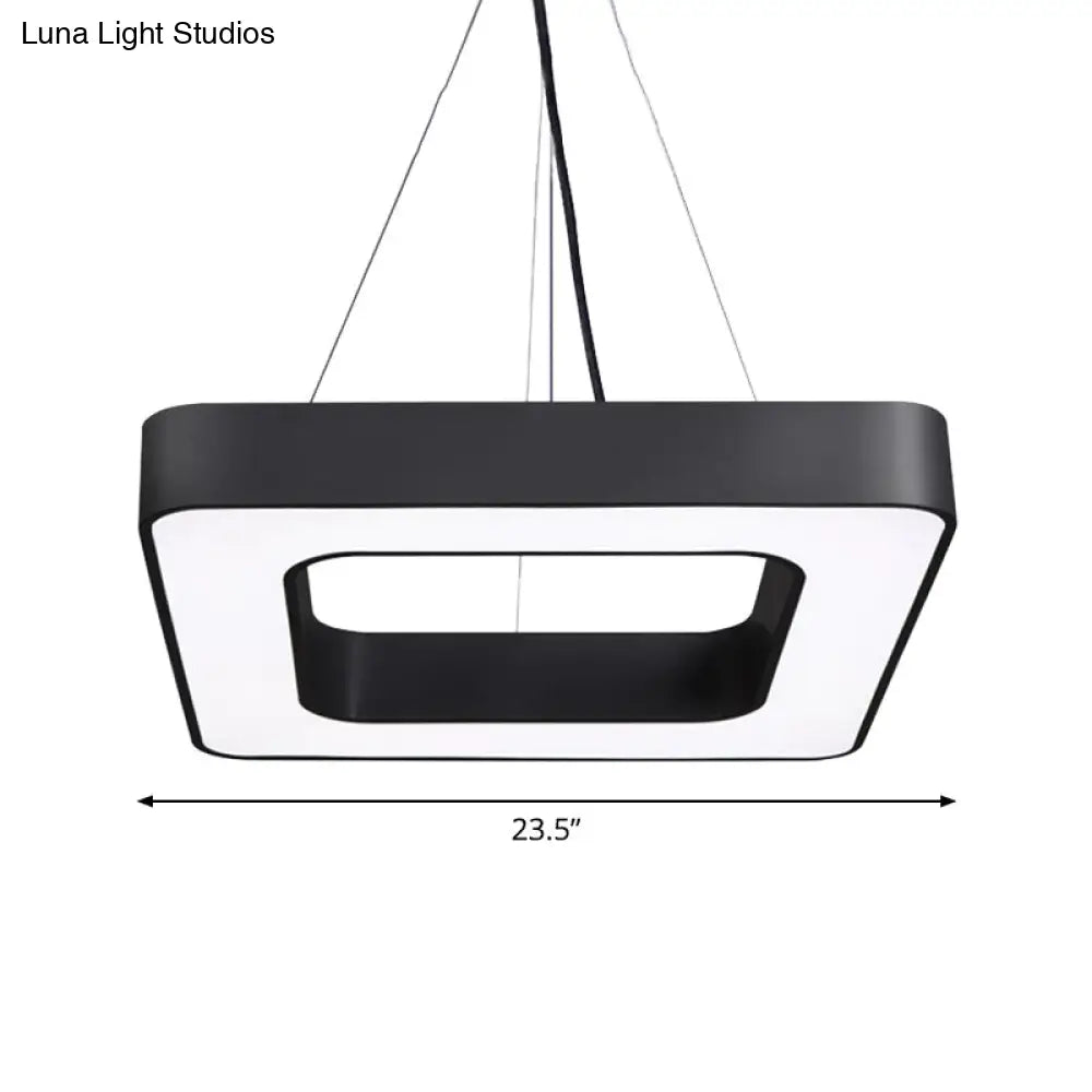 Nordic Black Metal Square Led Hanging Light Fixture For Dining Room Ceiling Suspension Lamp