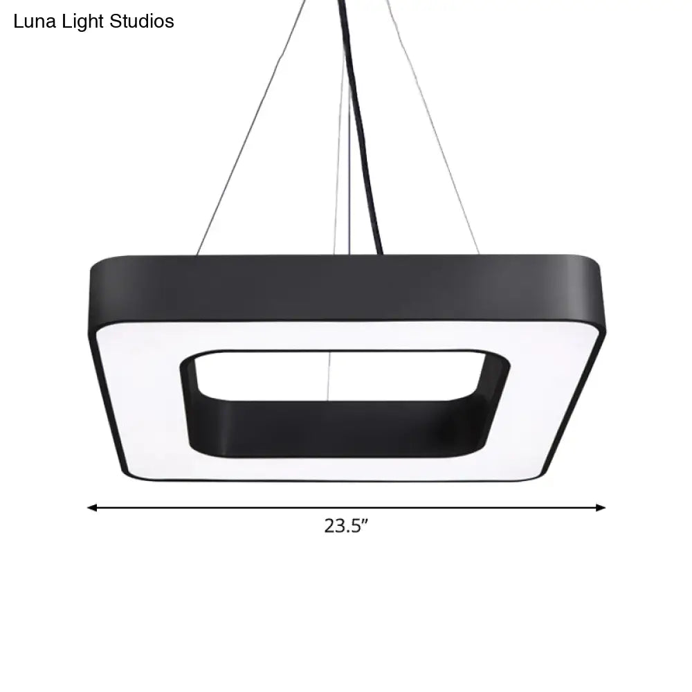 Nordic Black Metal Square Led Hanging Light Fixture For Dining Room - Modern Ceiling Suspension Lamp