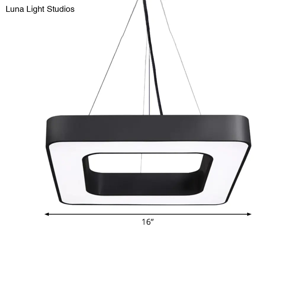 Nordic Black Metal Square Led Hanging Light Fixture For Dining Room Ceiling Suspension Lamp