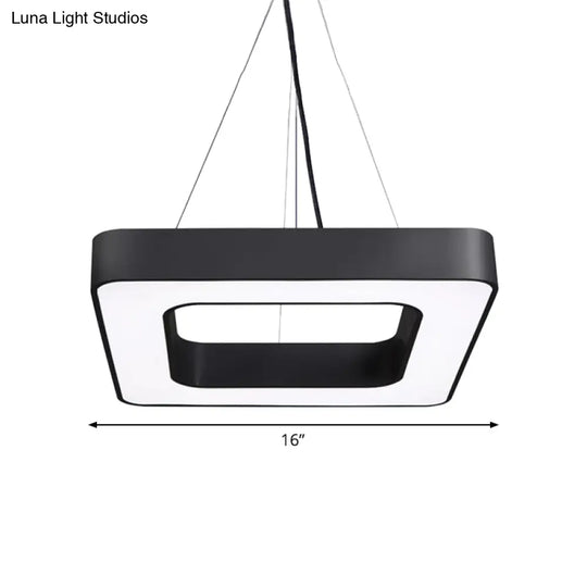 Nordic Black Metal Square Led Hanging Light Fixture For Dining Room Ceiling Suspension Lamp