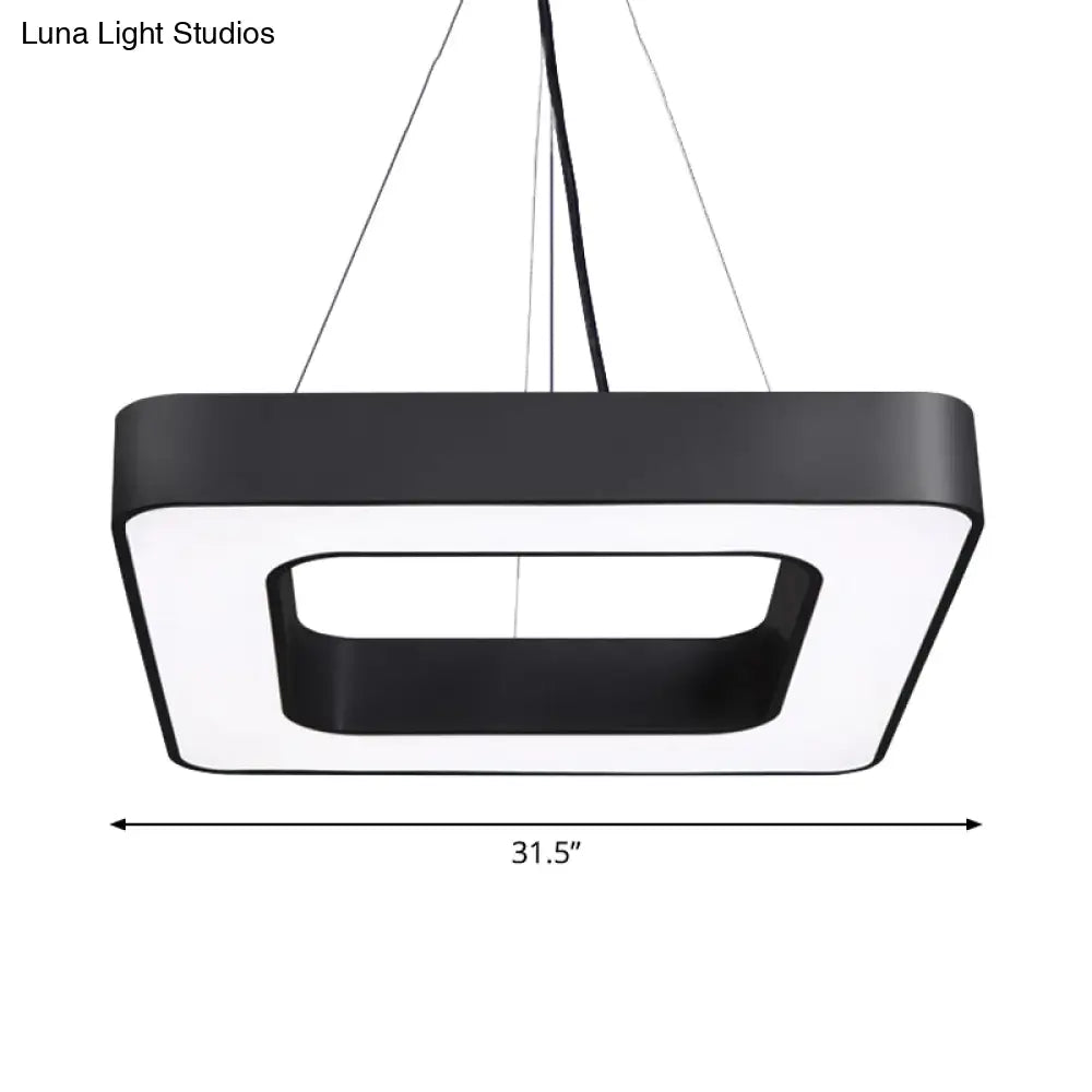 Nordic Black Metal Square Led Hanging Light Fixture For Dining Room Ceiling Suspension Lamp