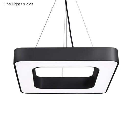 Nordic Black Metal Square Led Hanging Light Fixture For Dining Room - Modern Ceiling Suspension Lamp