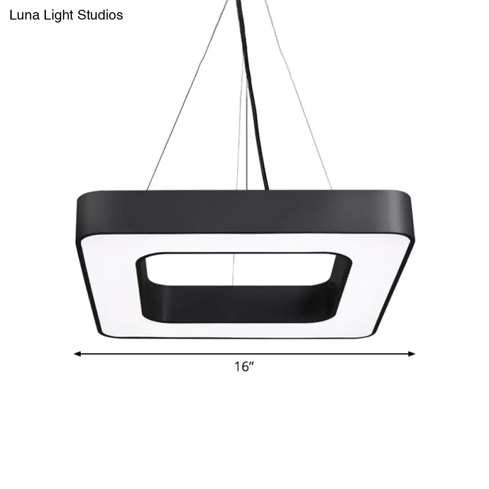 Nordic Black Metal Square Led Hanging Light Fixture For Dining Room - Modern Ceiling Suspension Lamp