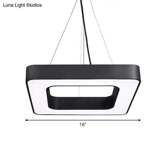 Nordic Black Metal Square Led Hanging Light Fixture For Dining Room - Modern Ceiling Suspension Lamp