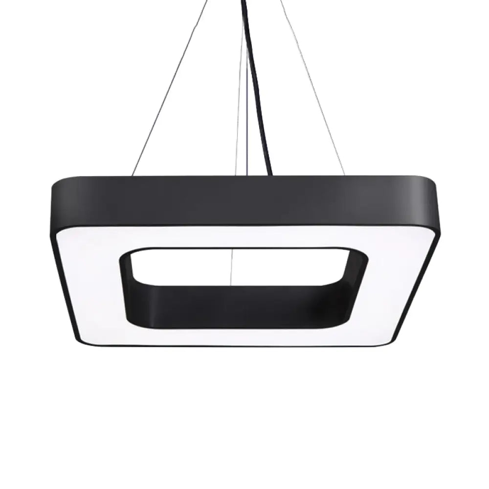 Nordic Black Metal Square Led Hanging Light Fixture For Dining Room Ceiling Suspension Lamp / Small