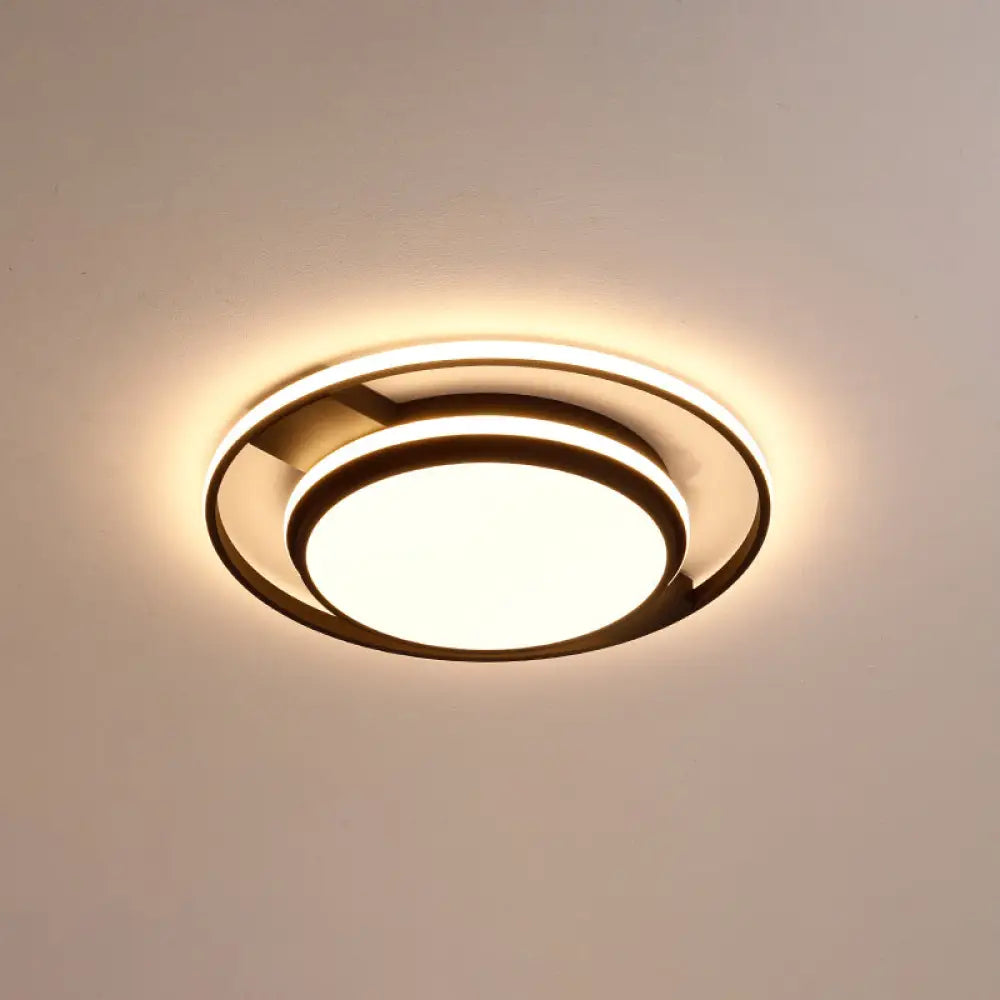 Nordic Black Round Acrylic Led Flushmount Ceiling Light For Living Room / 18’ Third Gear