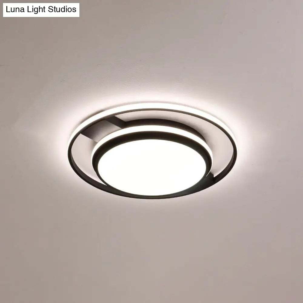 Nordic Black Round Acrylic Led Flushmount Ceiling Light For Living Room / 21.5 White