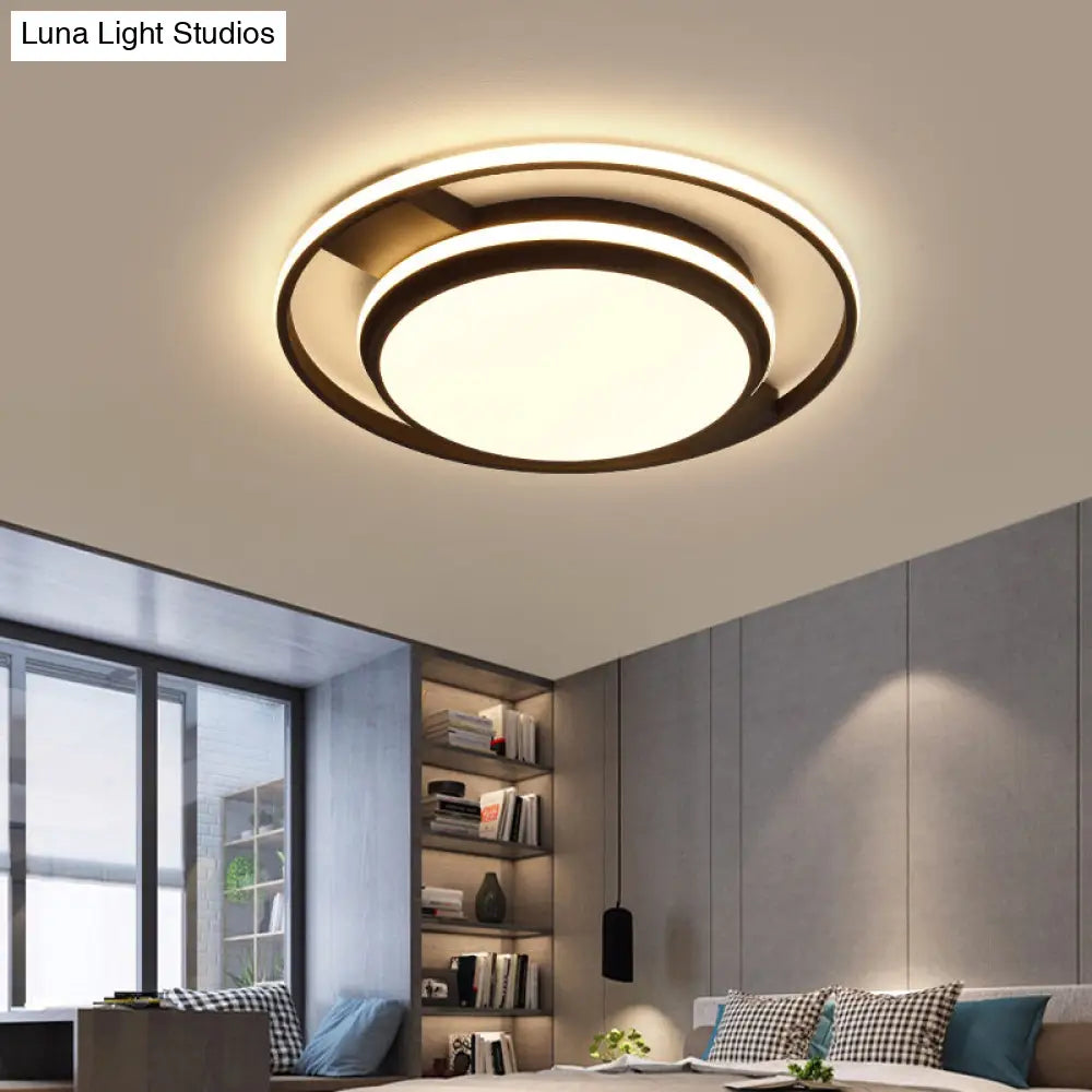 Nordic Black Round Acrylic Led Flushmount Ceiling Light For Living Room