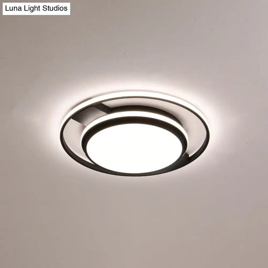 Nordic Black Round Acrylic Led Flushmount Ceiling Light For Living Room / 18 White