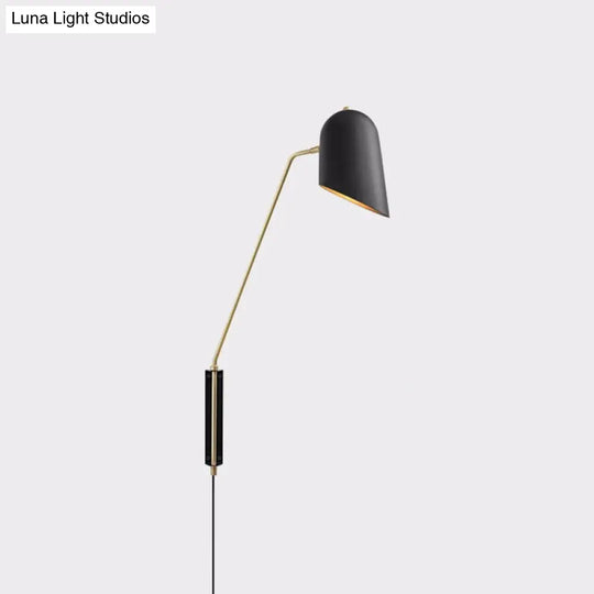 Nordic Black Wall Sconce With Bedside Reading Light And Metal Shade