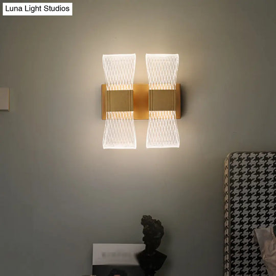 Nordic Bowknot-Style Acrylic Led Wall Light: 1/2 Bulb Gold Sconce Lighting (Warm/White)