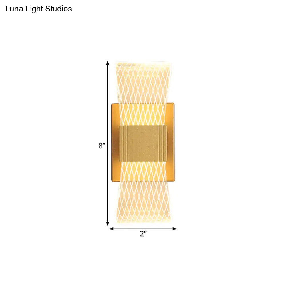 Nordic Bowknot-Style Acrylic Led Wall Light: 1/2 Bulb Gold Sconce Lighting (Warm/White)