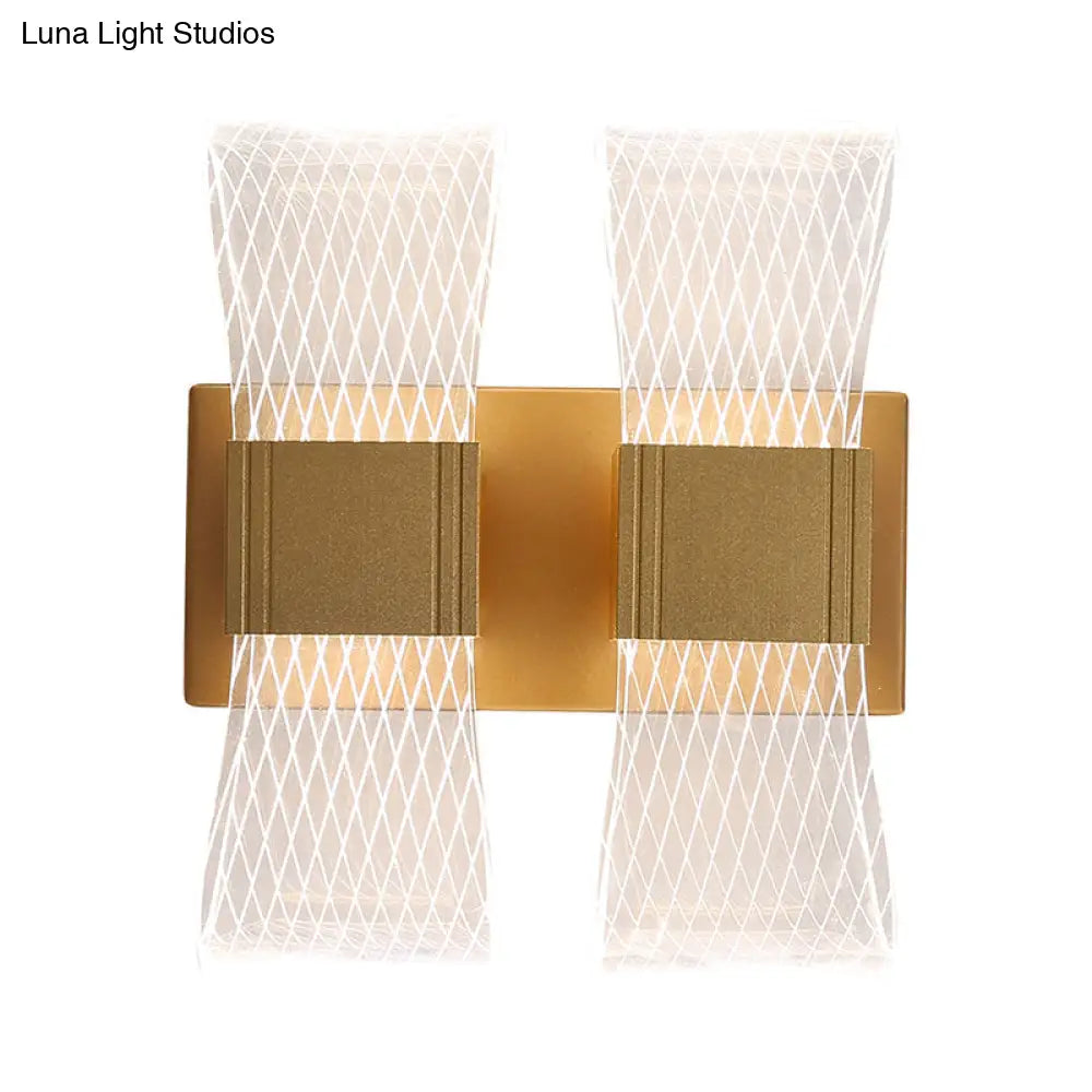 Nordic Bowknot-Style Acrylic Led Wall Light: 1/2 Bulb Gold Sconce Lighting (Warm/White)