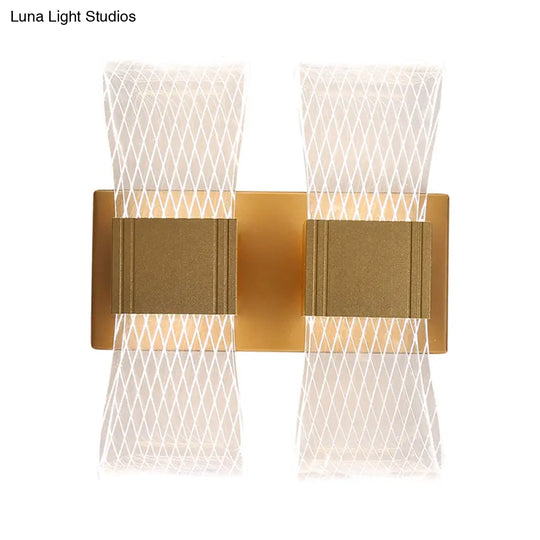 Nordic Bowknot-Style Acrylic Led Wall Light: 1/2 Bulb Gold Sconce Lighting (Warm/White)