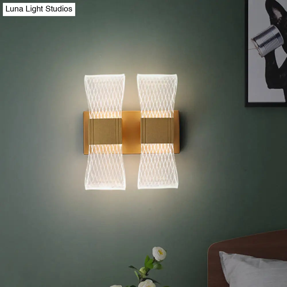 Nordic Bowknot-Style Acrylic Led Wall Light: 1/2 Bulb Gold Sconce Lighting (Warm/White)