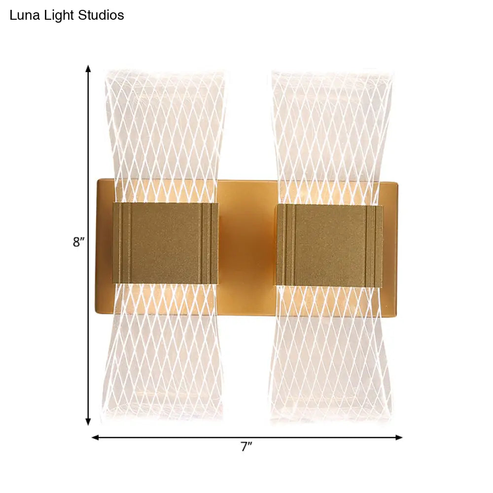 Nordic Bowknot-Style Acrylic Led Wall Light: 1/2 Bulb Gold Sconce Lighting (Warm/White)