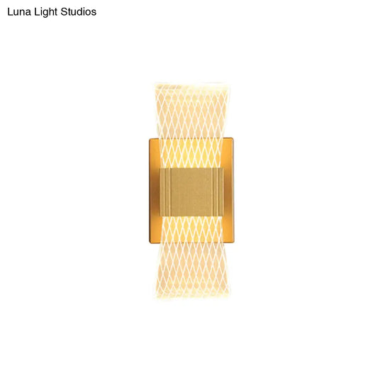 Nordic Bowknot-Style Acrylic Led Wall Light: 1/2 Bulb Gold Sconce Lighting (Warm/White)