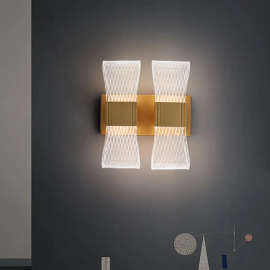 Nordic Bowknot-Style Acrylic Led Wall Light: 1/2 Bulb Gold Sconce Lighting (Warm/White) 2 / White