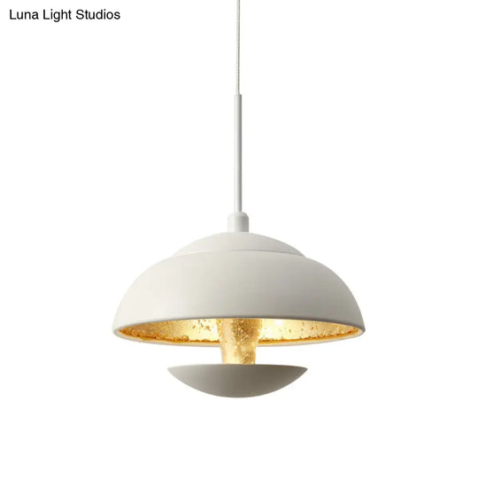 Nordic Iron Pendant Lamp Led Hanging Light In Black/White With Gold Inner - Perfect Over Table