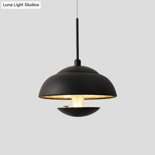 Nordic Iron Pendant Lamp Led Hanging Light In Black/White With Gold Inner - Perfect Over Table