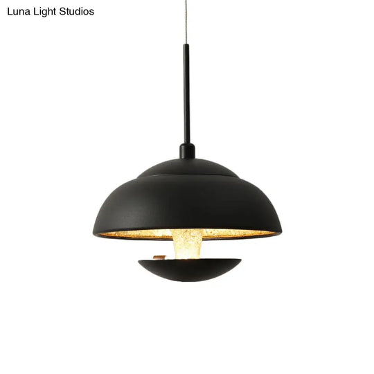 Nordic Iron Pendant Lamp Led Hanging Light In Black/White With Gold Inner - Perfect Over Table