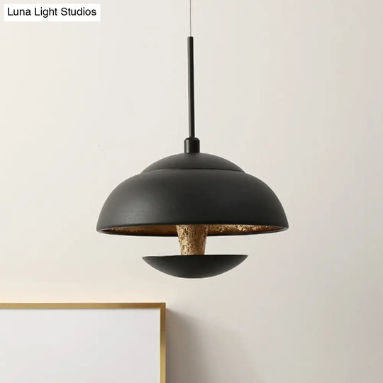 Nordic Iron Pendant Lamp Led Hanging Light In Black/White With Gold Inner - Perfect Over Table