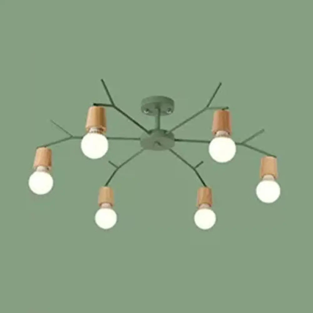 Nordic Branch Chandelier - Stylish Metal Pendant Light For Living Room 6 / Green