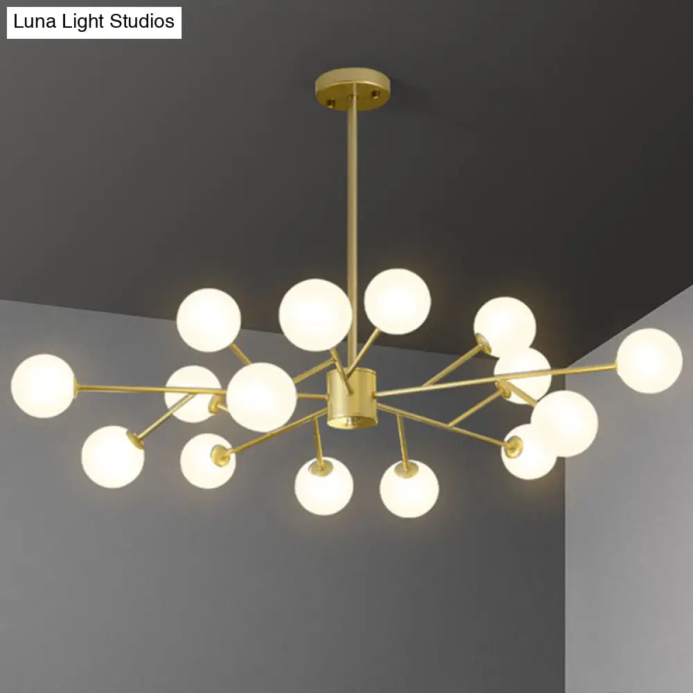 Nordic Branch Chandelier With Opal Glass Shade - Striking Pendant Light Fixture