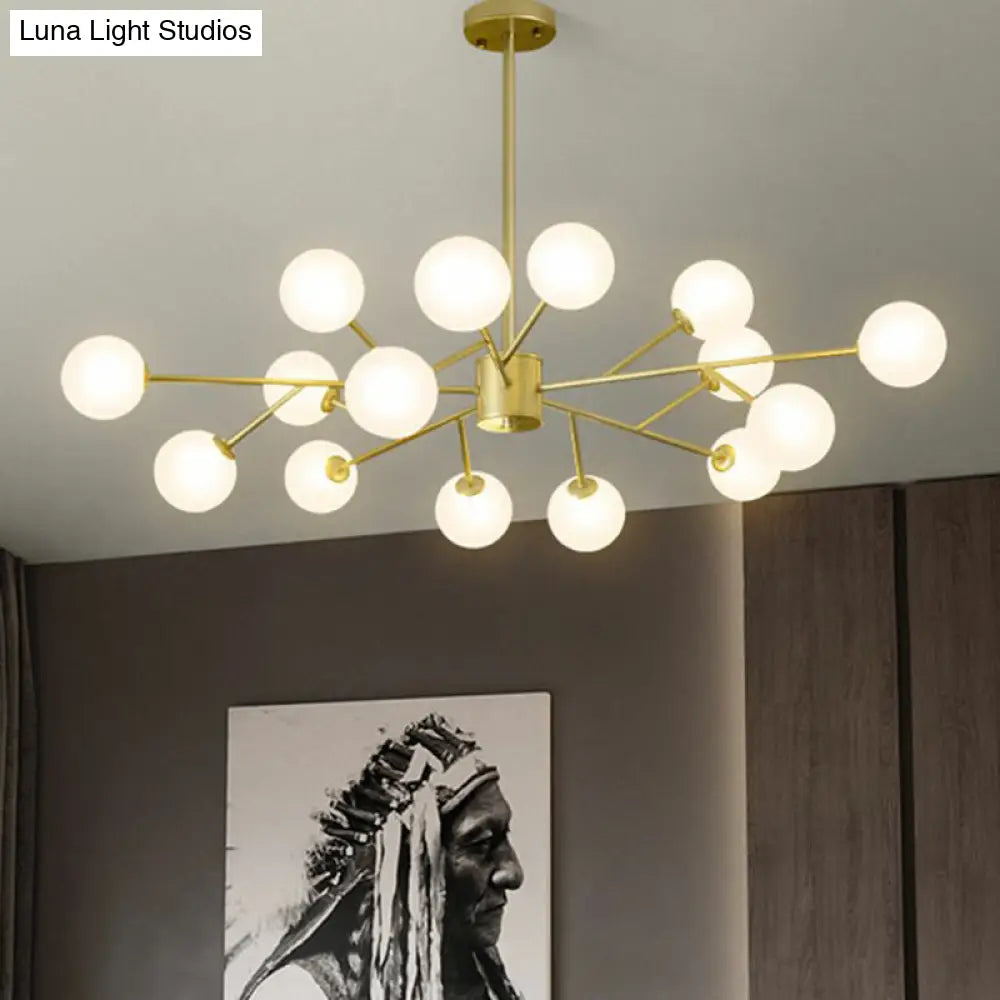 Nordic Branch Chandelier With Opal Glass Shade - Striking Pendant Light Fixture