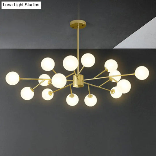 Nordic Branch Chandelier With Opal Glass Shade - Striking Pendant Light Fixture