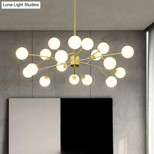 Nordic Branch Chandelier With Opal Glass Shade - Striking Pendant Light Fixture