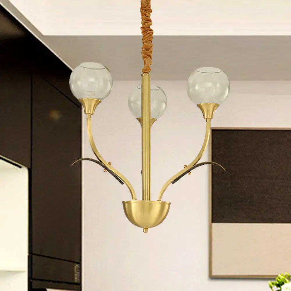 Nordic Brass Ball Chandelier: Clear Glass 3/6 Heads Perfect For Living Room 3 /