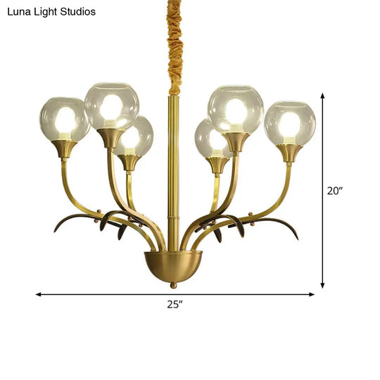 Nordic Brass Ball Chandelier: Clear Glass 3/6 Heads Perfect For Living Room