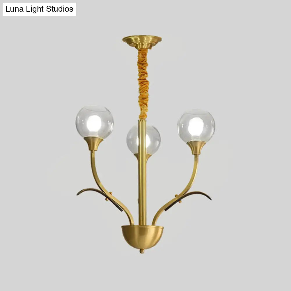 Nordic Brass Ball Chandelier: Clear Glass 3/6 Heads Perfect For Living Room
