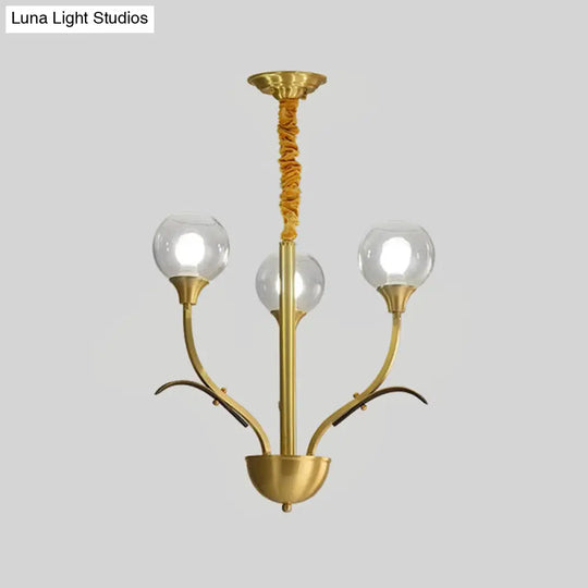 Nordic Brass Ball Chandelier: Clear Glass 3/6 Heads Perfect For Living Room