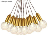 Nordic Brass Pendant Lamp With Lattice Glass Bulb Shape - 1-Light Ceiling Fixture For Restaurants