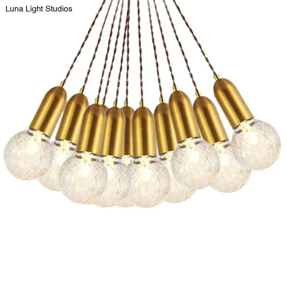 Nordic Brass Pendant Lamp: Lattice Glass Bulb Shaped For Restaurant Ceilings (1-Light)