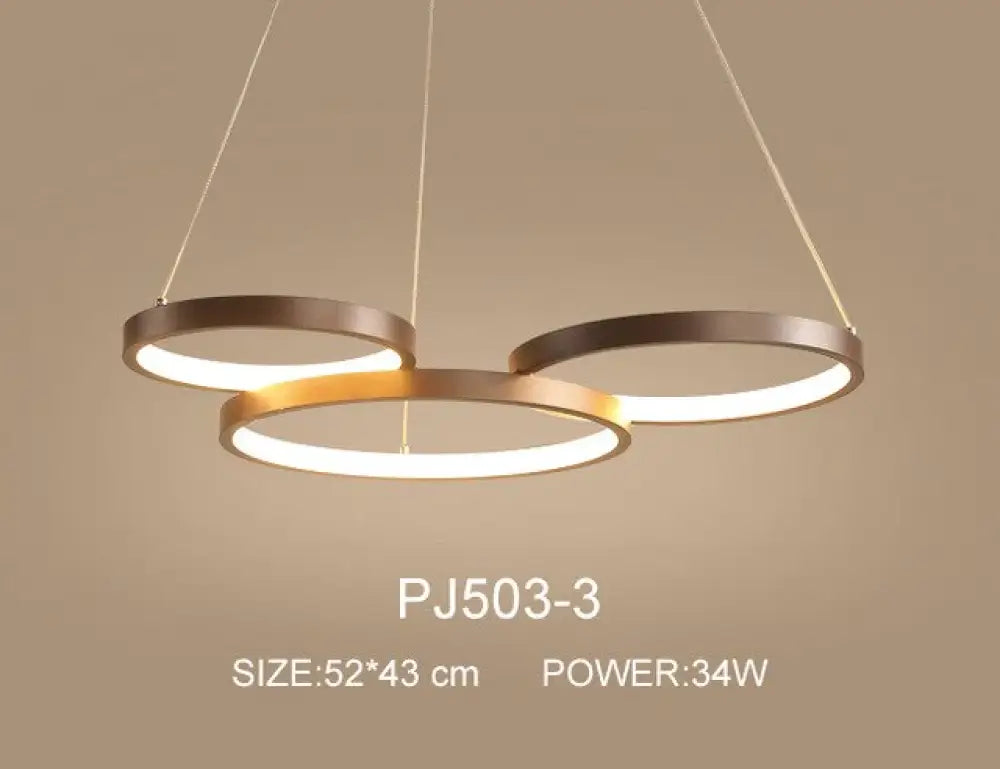 Nordic Brown Led Pendant Lights Dimmable Stitching Ring Hanging Light For Diving Room Bedroom