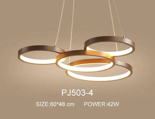 Nordic Brown Led Pendant Lights Dimmable Stitching Ring Hanging Light For Diving Room Bedroom