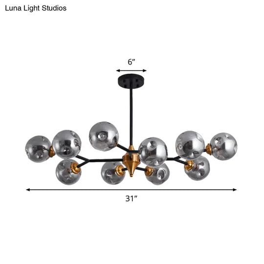 Nordic Bubble Hanging Lamp Kit - Clear/Amber/Smoke Gray Dimpled Glass Chandelier Ideal For Dining