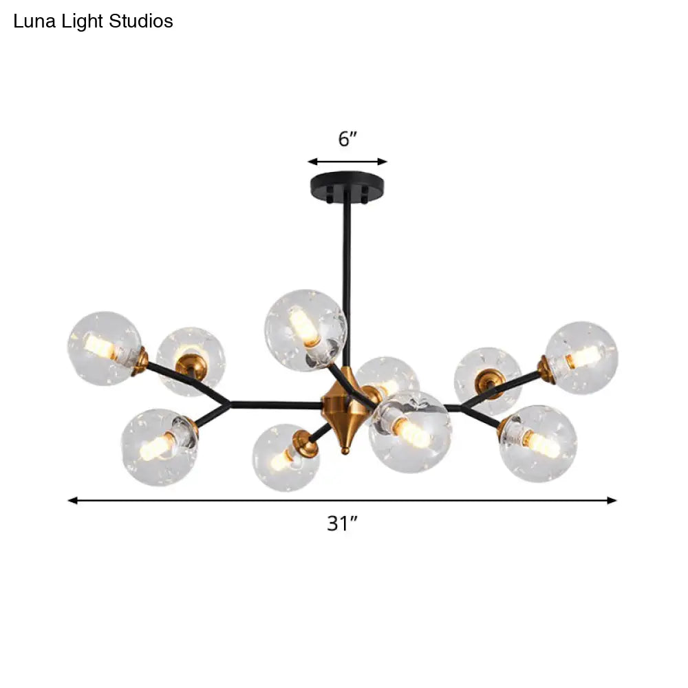 Nordic Bubble Hanging Lamp Kit - Clear/Amber/Smoke Gray 6/10 Head Chandelier For Dining Room