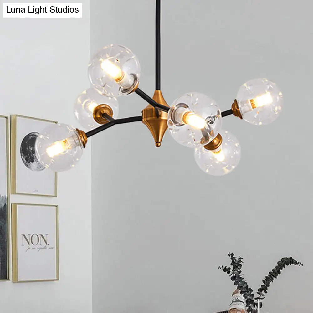 Nordic Bubble Hanging Lamp Kit - Clear/Amber/Smoke Gray 6/10 Head Chandelier For Dining Room