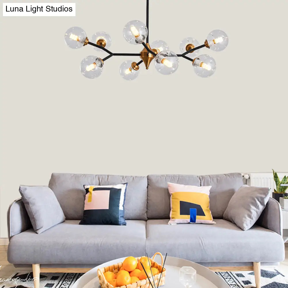 Nordic Bubble Hanging Lamp Kit - Clear/Amber/Smoke Gray Dimpled Glass Chandelier Ideal For Dining