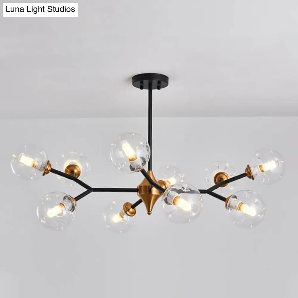 Nordic Bubble Hanging Lamp Kit - Clear/Amber/Smoke Gray 6/10 Head Chandelier For Dining Room