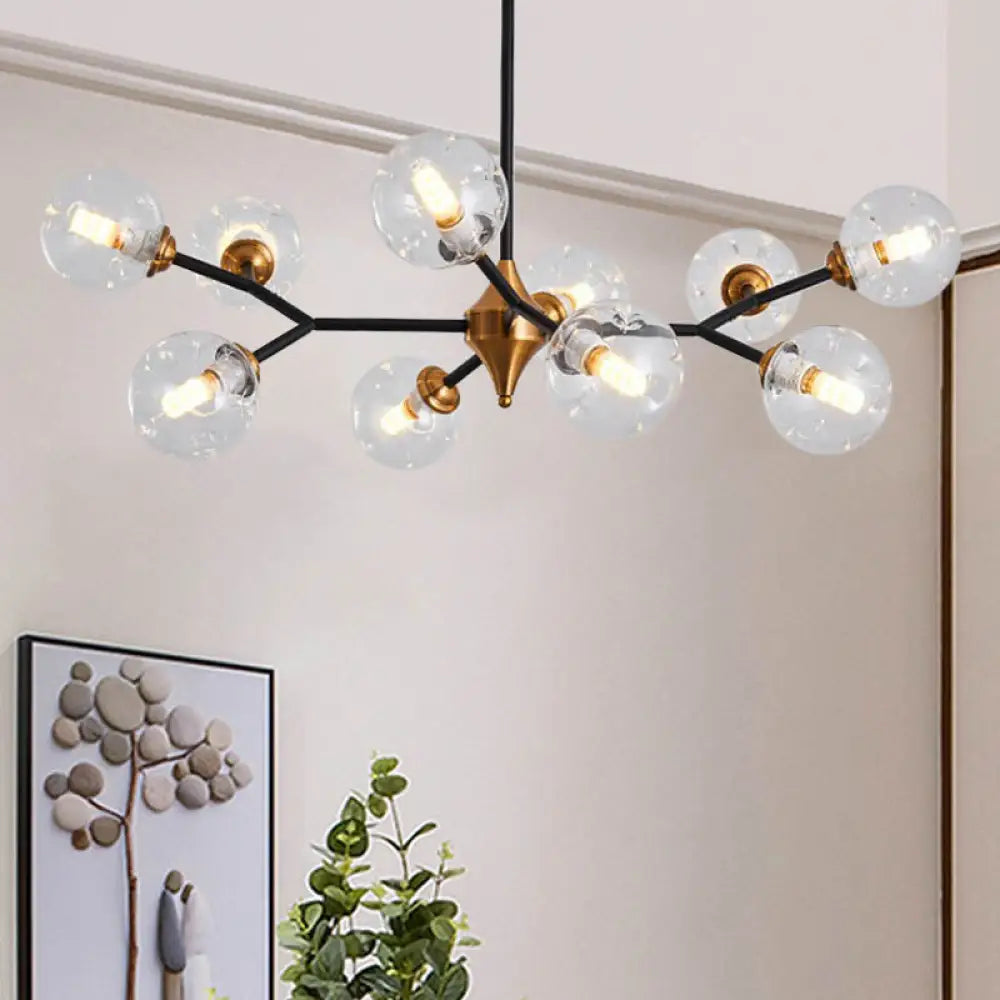 Nordic Bubble Hanging Lamp Kit - Clear/Amber/Smoke Gray Dimpled Glass Chandelier Ideal For Dining