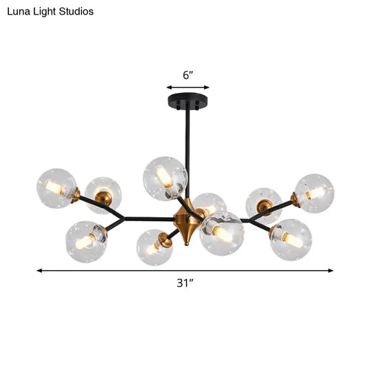 Nordic Bubble Hanging Lamp Kit - Clear/Amber/Smoke Gray Dimpled Glass Chandelier Ideal For Dining