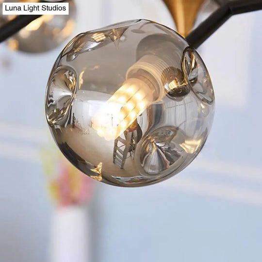 Nordic Bubble Hanging Lamp Kit - Clear/Amber/Smoke Gray 6/10 Head Chandelier For Dining Room